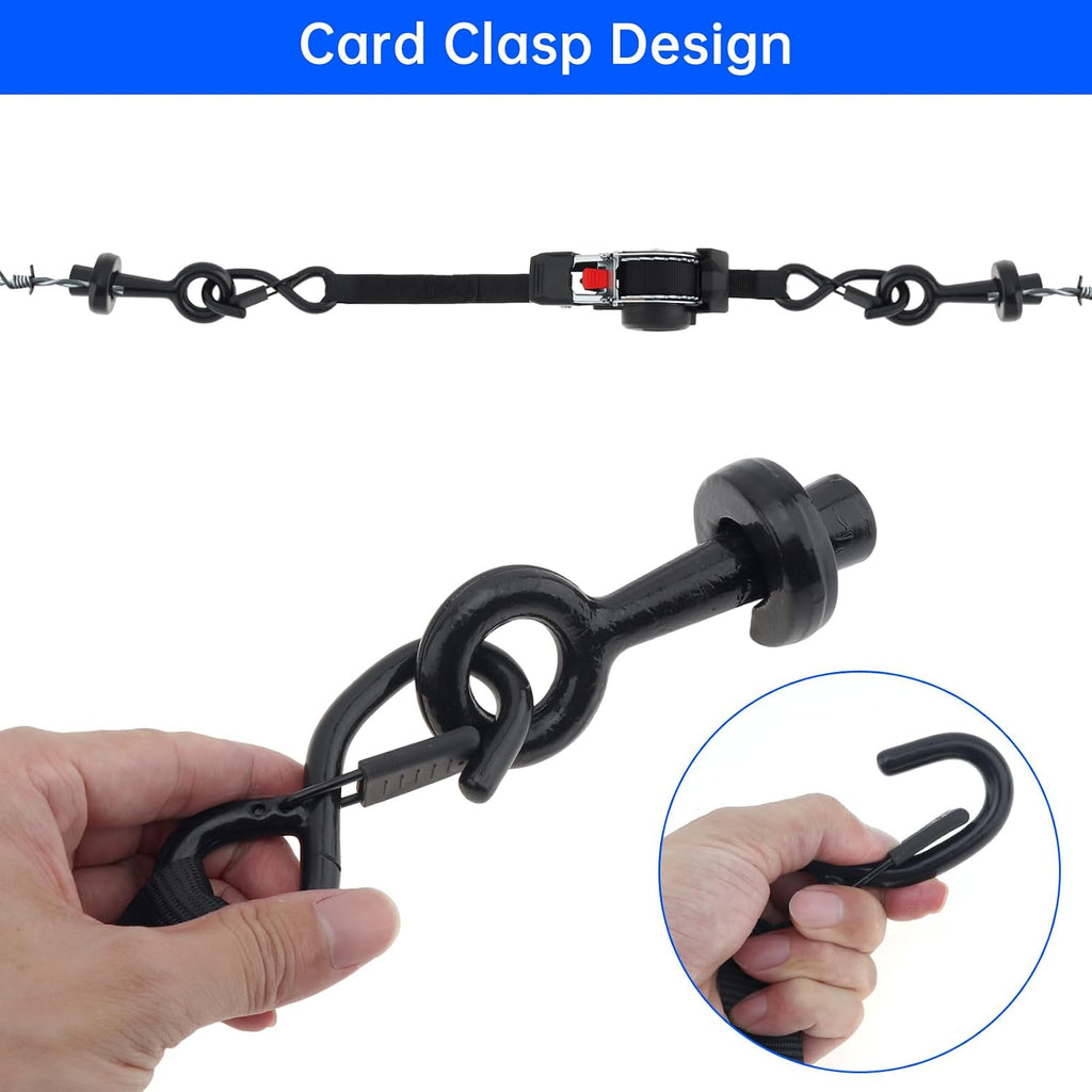 Fence Stretcher Tool Kit, Wire Puller Fence Repair Kit with Retractable Ratchet Strap, Heavy Duty 5.1 Inch Grade 45