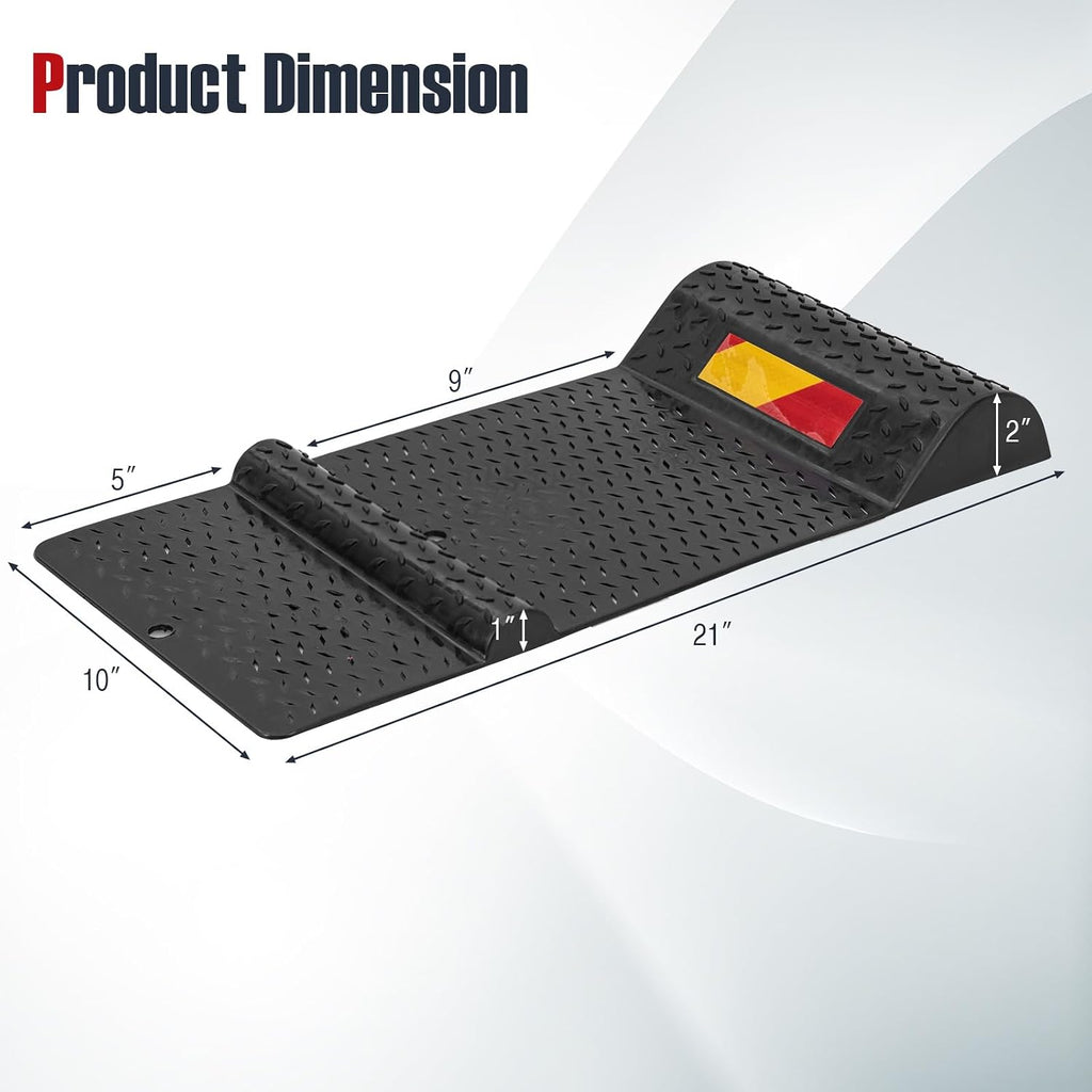 SAFSTAR Anti-skid Parking Mat 2 Pack, Garage Wheel Stopper Parking Aid w/Warning Strip, Non-slip Surface, Anti-skid