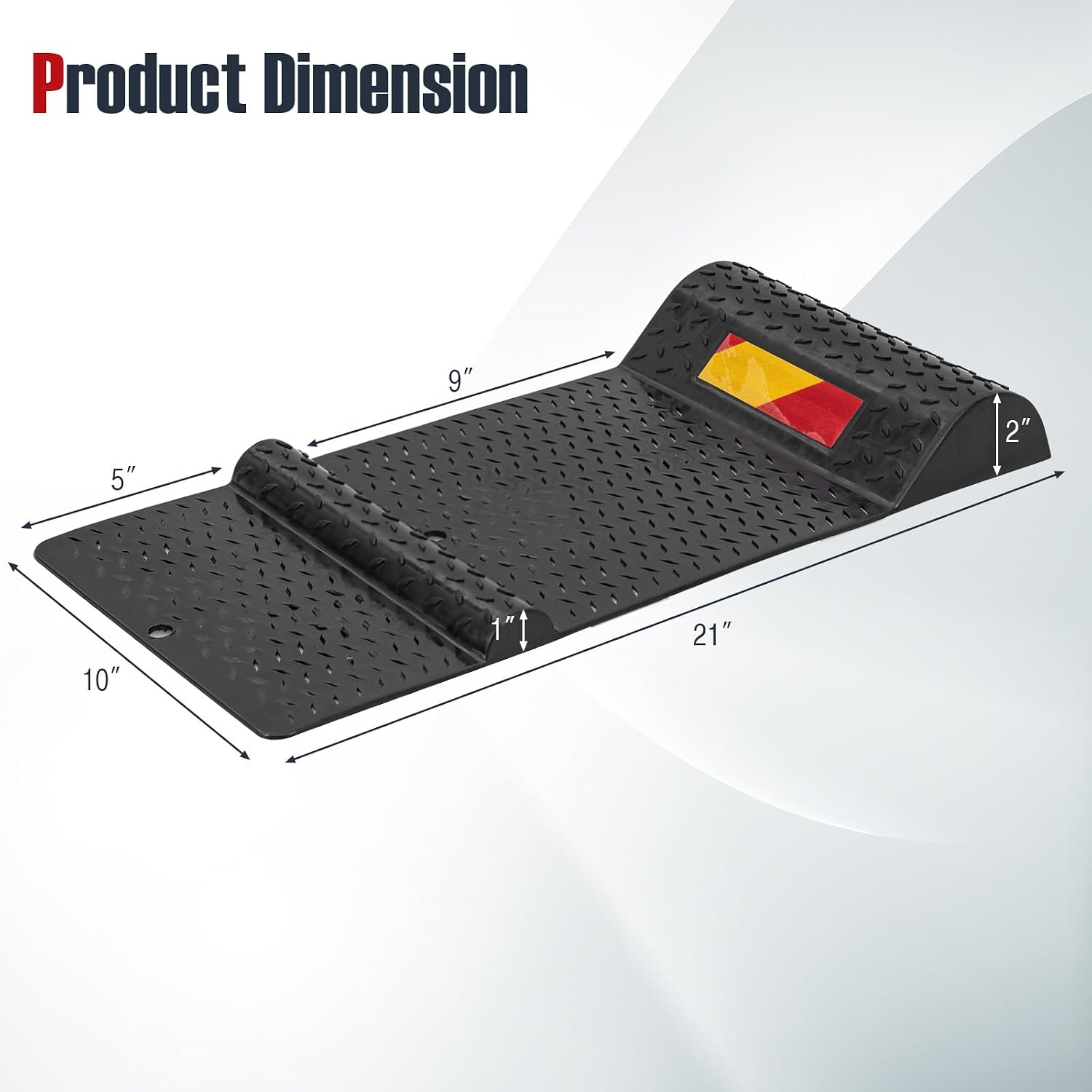 SAFSTAR Anti-skid Parking Mat 2 Pack, Garage Wheel Stopper Parking Aid w/Warning Strip, Non-slip Surface, Anti-skid