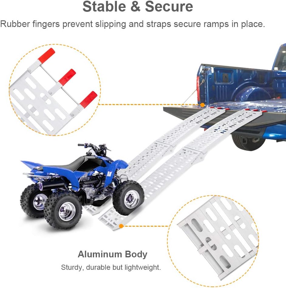 7ft Aluminum Truck Ramps 1500lbs Capacity,2pcs Folding Loading ATV Ramps for Pickup Trucks Bed, Trailer Ramp with