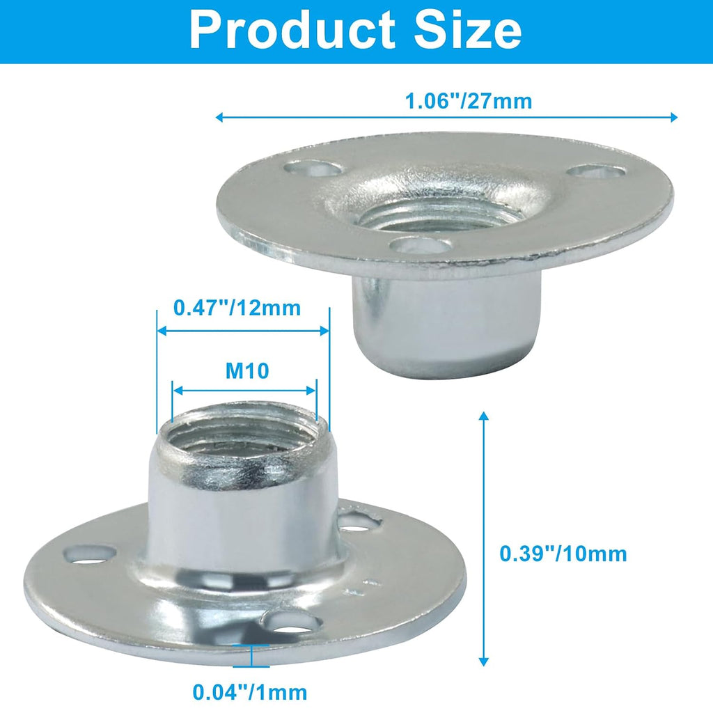 10 Pcs M10 Brad Hole T Nut