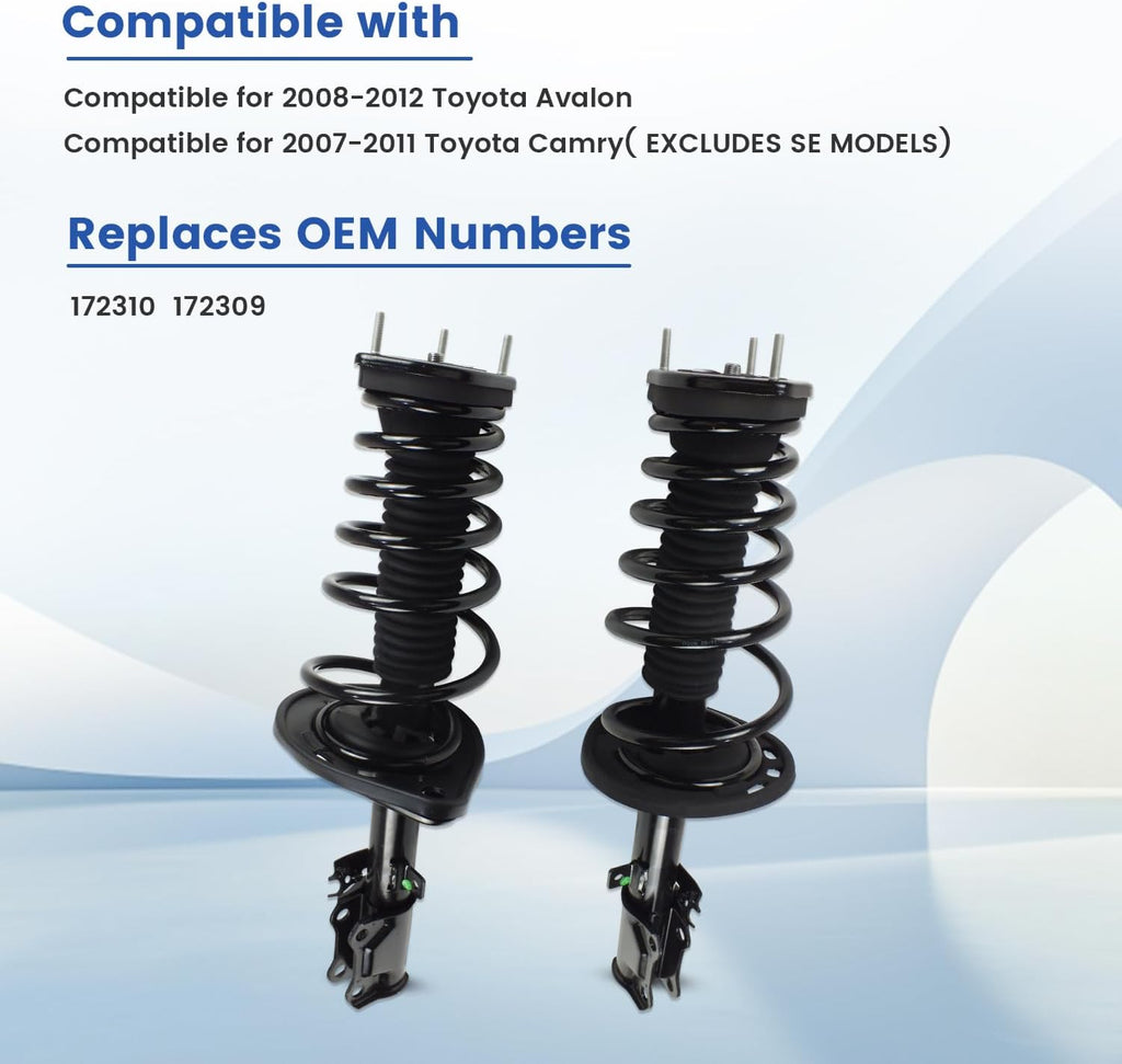 Rear Shock Absorber Complete Struts Assembly Fit for 2007-2011 Toyota Camry 2.4L 3.5L (Exc. SE), 2006-2012 Avalon 3.5L, Replace 172310 172309