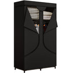 Wardrobe Closet with Hanging Rods and Shelves for Clothes Storage