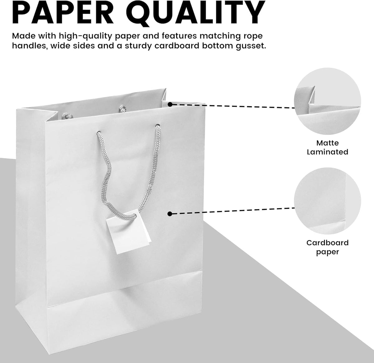 Novel Box White Gift Bags with Handles 10 Pack 4.75x3.25x6.75 Inches