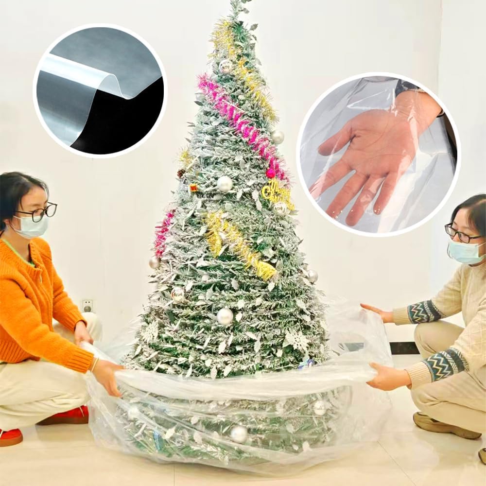 Christmas Tree Removal Bag 9-Feet Tall by 6-Feet Wide Christmas Tree Disposal Bag Plastic Patio Furniture Cover Large