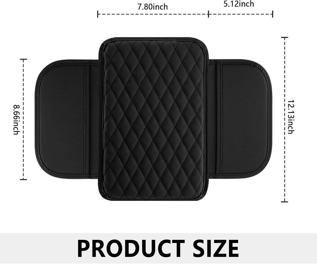 Upgraded Car Center Console Cover,Microfiber Leather Car Armrest Cover Cushion with 2 Storage Bags,Universal Car