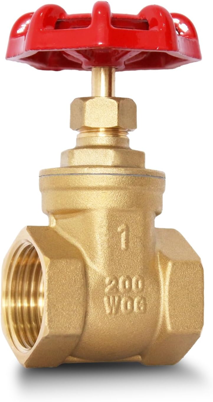 1" NPT Gate Valve, Heavy Duty, Brass, Female x Female Thread, DN25