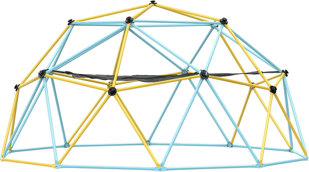 Climbing Dome, 10FT Geometric Dome Climber with Hammock and Swing, Jungle Gym Supports 750LBS and Easy Assembly for