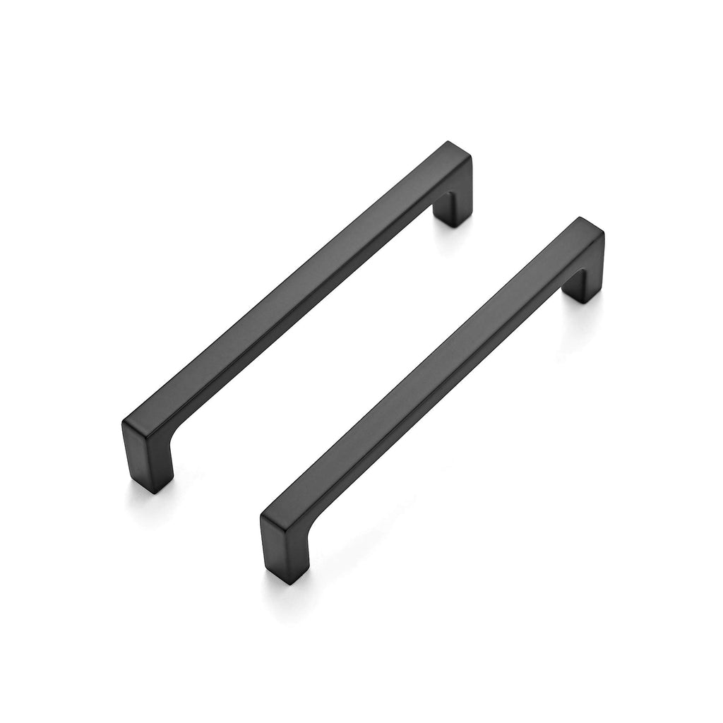 Matte Black Square & Solid Cabinet Handles,5 Inch,25 Pack