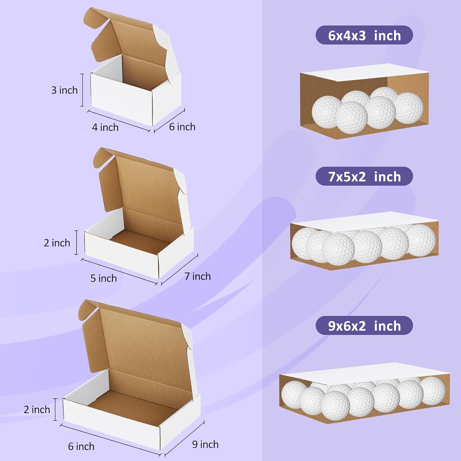 30 Pack Small Shipping Boxes Assorted Sizes, 6x4x3, 7x5x2, 9x6x2-10 PCS Each Small Boxes, White Corrugated Box