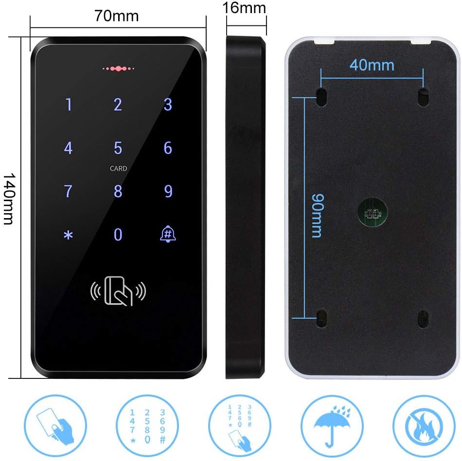 Outdoor Door Access Control System Kit IP68 Waterproof RFID Keypad Card Reader + Power Supply + Door Exit Button