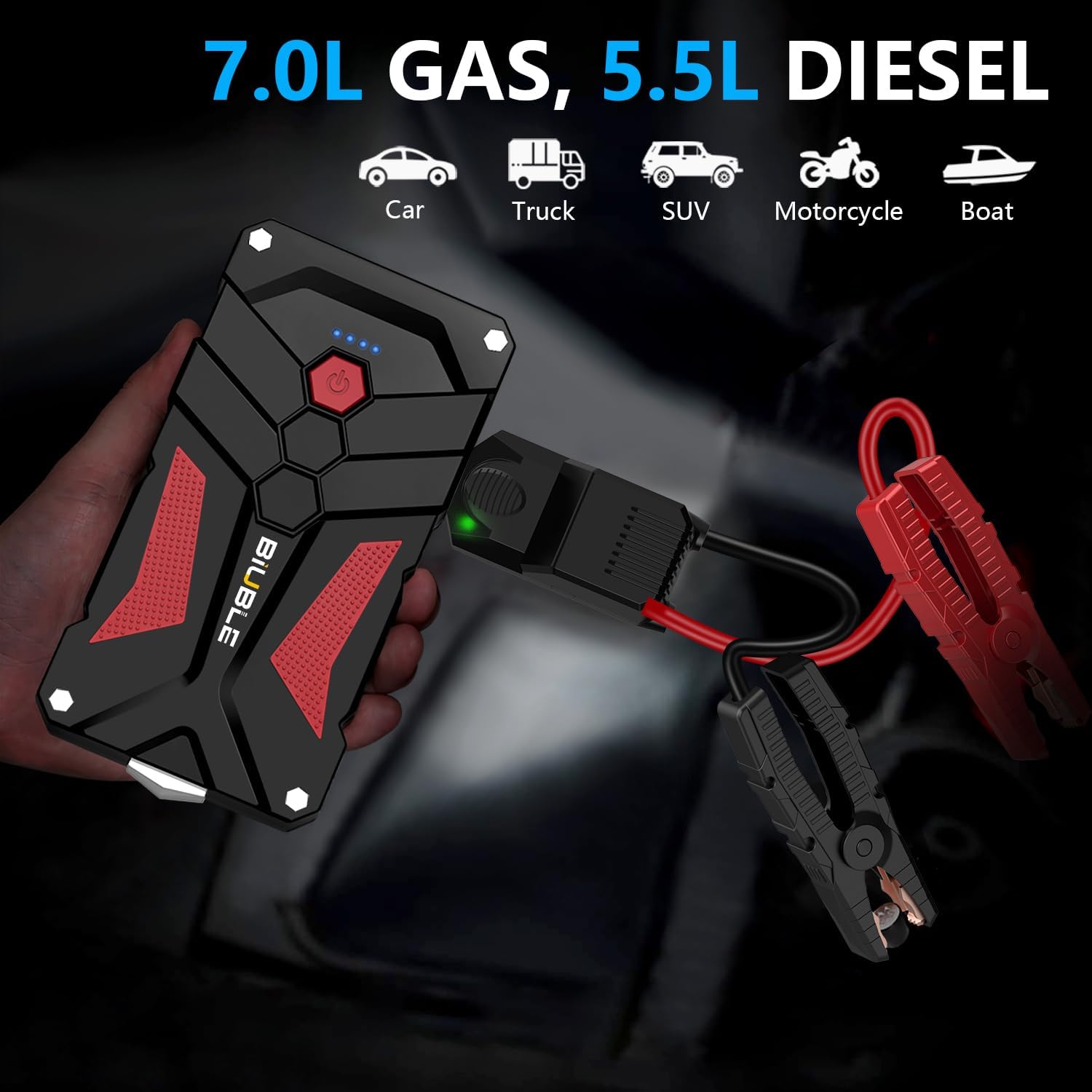 Jump Starter Car Jump Starter Auto Battery Booster Pack 5000A Peak 12V with USB-C Quick Charge,Lithium Jump Box with