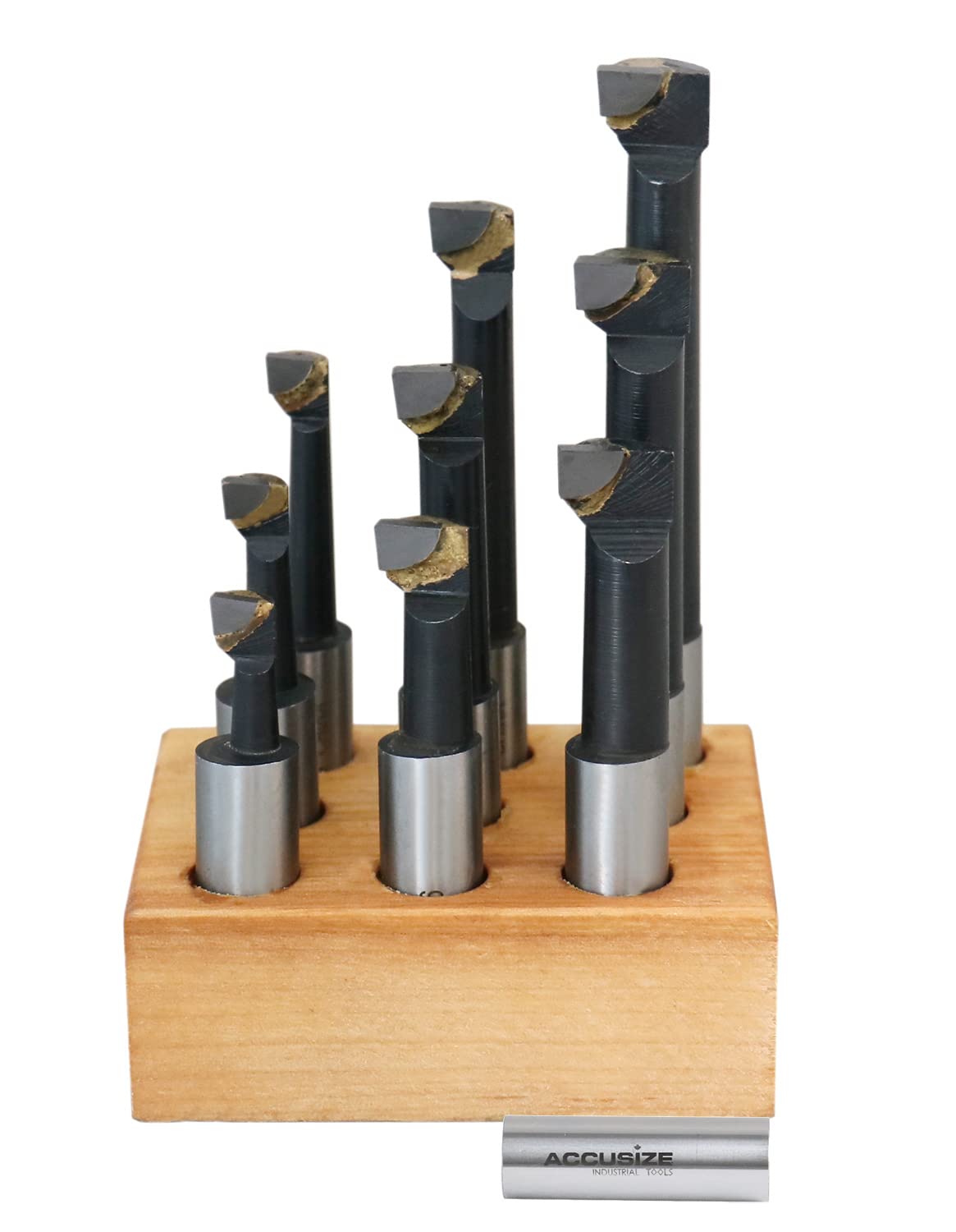 Accusize Carbide Tipped Boring Bar Set, 1/2 in, 9 Pc, 0375-0333