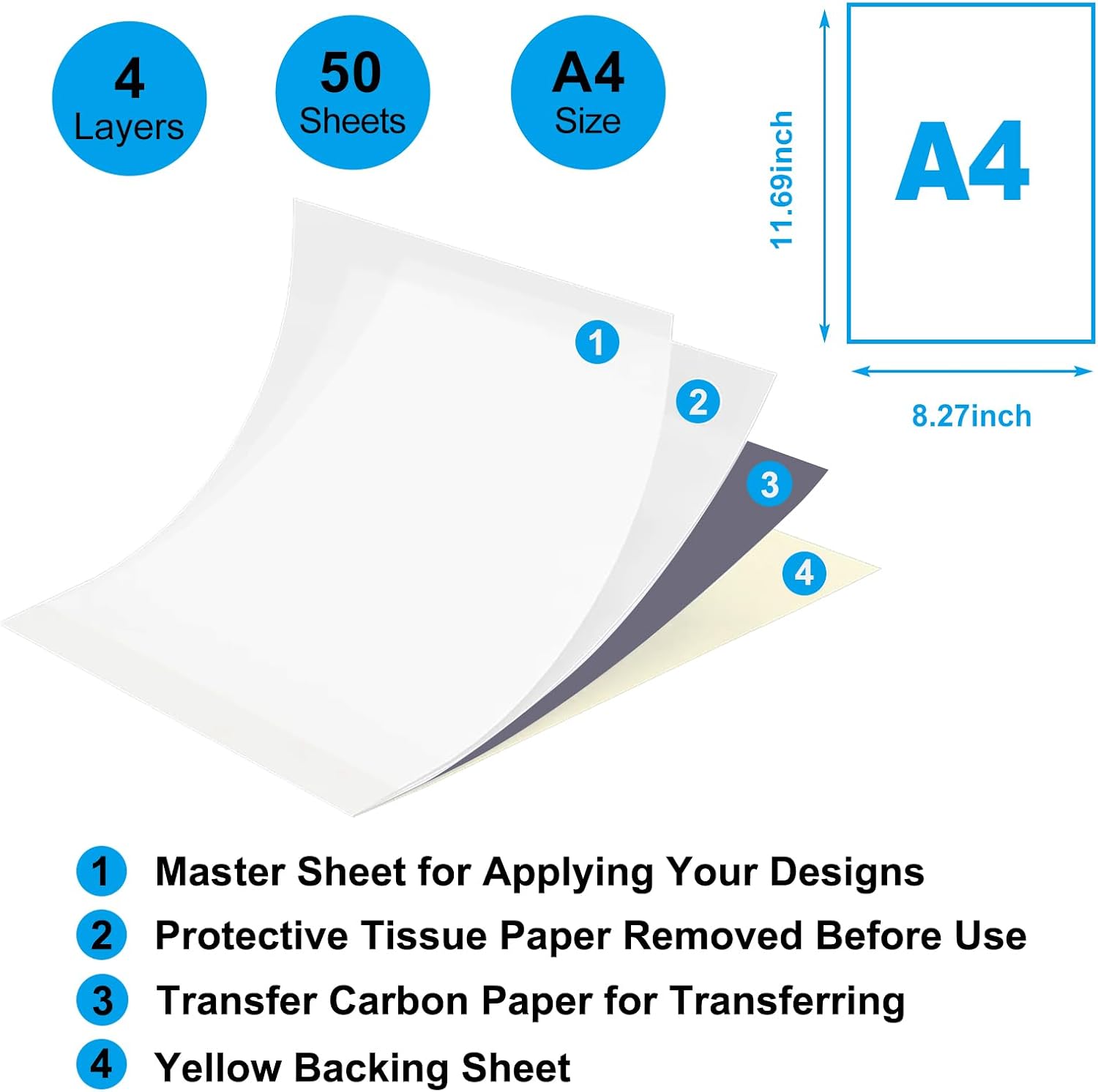 Tattoo Transfer Paper - Autdor 50 Sheets A4 Thermal Stencil Paper for Tattooing DIY Clear Tattoo Stencils Compatible