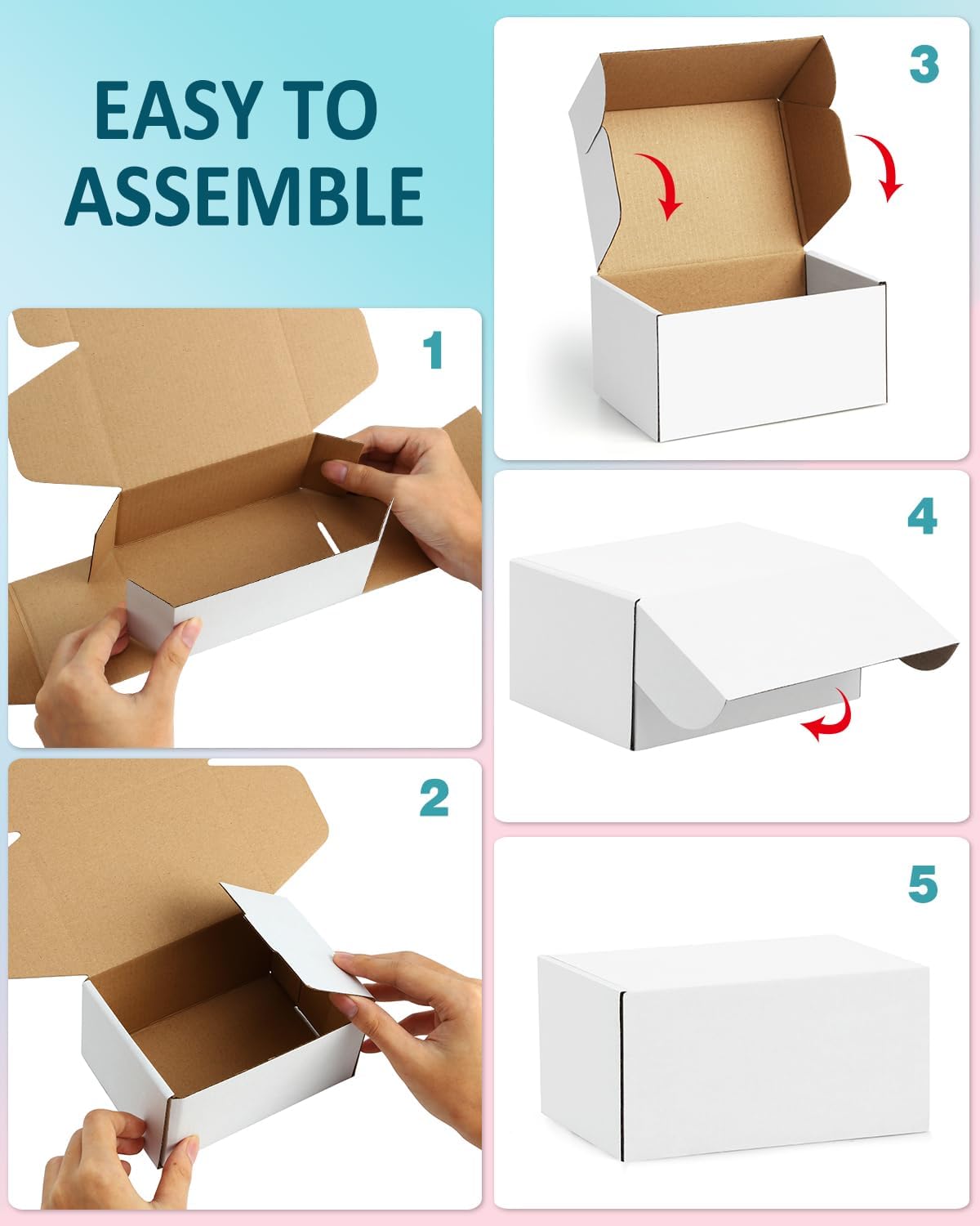 Shipping Boxes 6x4x3 inches Small Mailing Boxes 50 Pack White Cardboard Corrugated Box Mailers