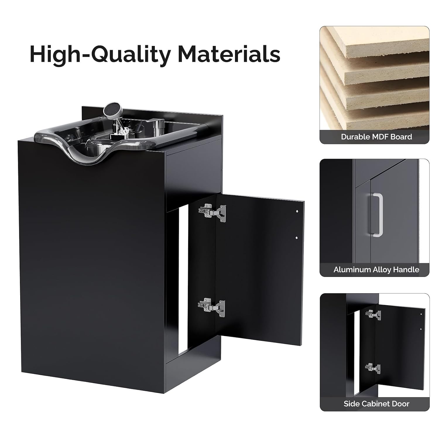 Shampoo Bowl with Cabinet, Salon Wet Station with Sprayer Faucet Shampoo Cabinetry, Portable Hair Wash Sink for