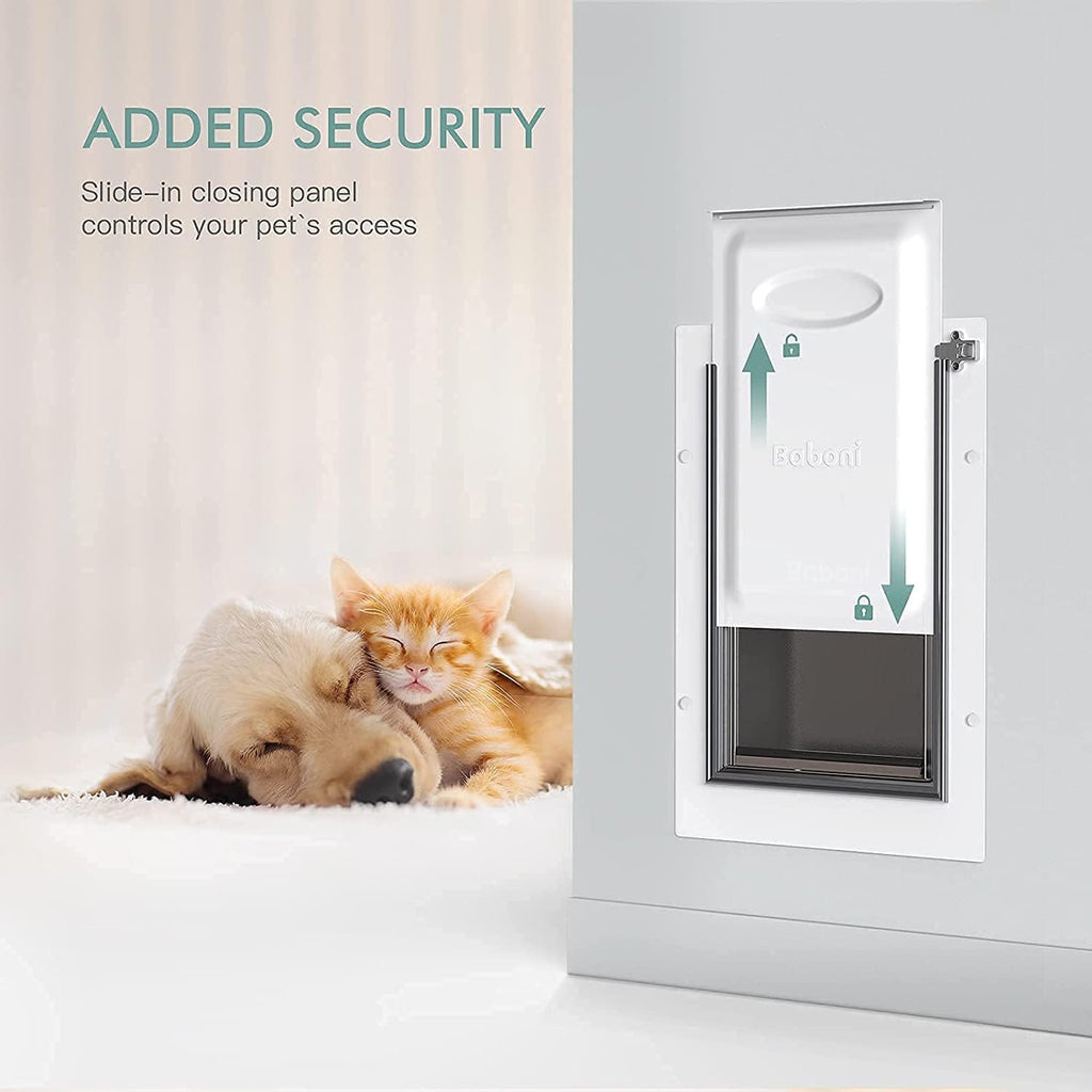 Pet Door for Wall, Steel Frame and Telescoping Tunnel, Aluminum Lock, Double Flap Dog Door and Cat Door, Strong and