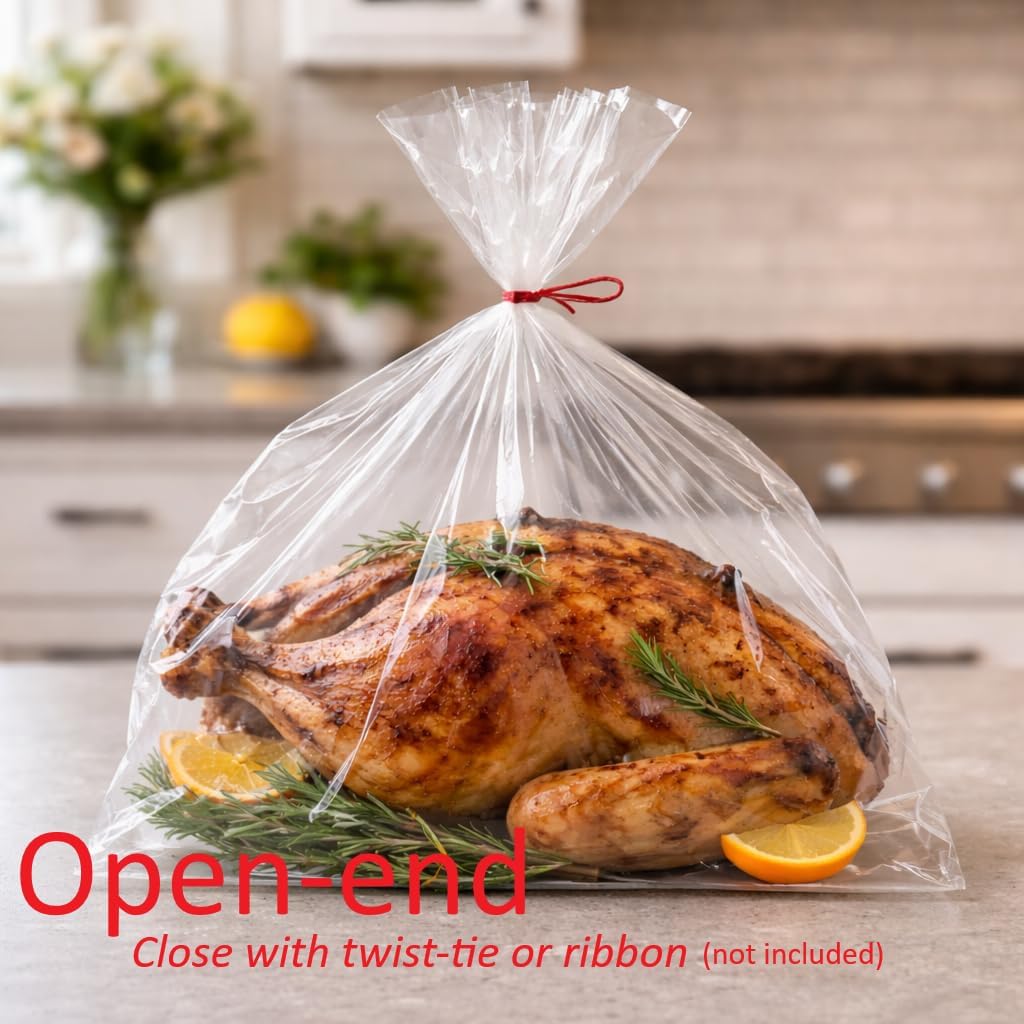 14" x 20" Open-End Flat Poly Bags, Extra-Large, 100 Pack, 1 Mil Lightweight