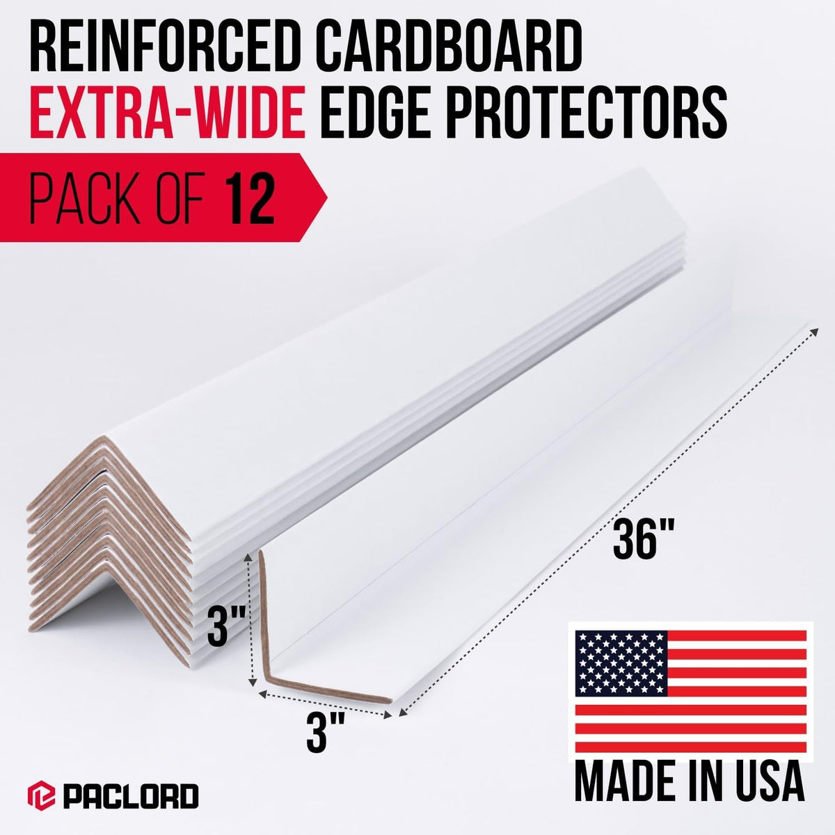Extra-Wide 36" x 3" x 3" Reinforced Cardboard Edge Protectors