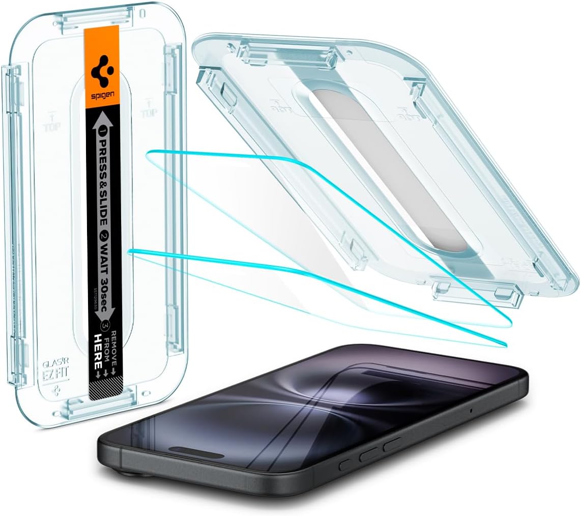 Tempered Glass Screen Protector [GlasTR EZ FIT] designed for iPhone 16 / iPhone 15 [2 Pack]