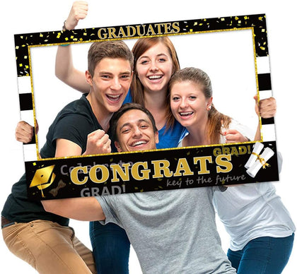 2026 Graduation Photo Booth Props Frame - Large 35.5 x 24 Inch Durable Hollow Board Picture Frame for Grad Party