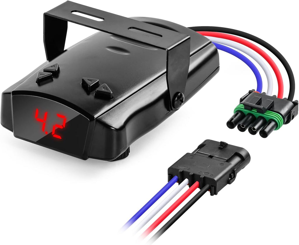 Proportional Trailer Brake Controller, Digital Electric Brake Control for 1-4 Axle Trailers, Smooth Stop Technology
