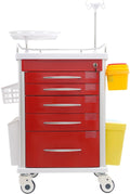 Medical Rolling Crash Cart with Accessories-CPR Board, 2 Trash Bin, Drawers with Dividers, Mobile Medical Cart for