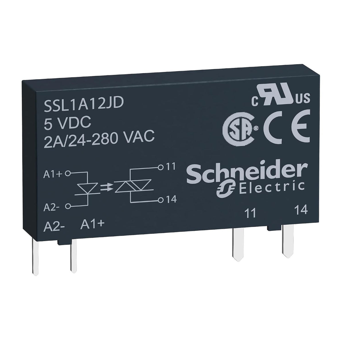 Schneider Electric - SSL1A12JD - Plug in Relay, Harmony Solid State Slim Relays, 2A, Zero Voltage Switching, Input 3 to