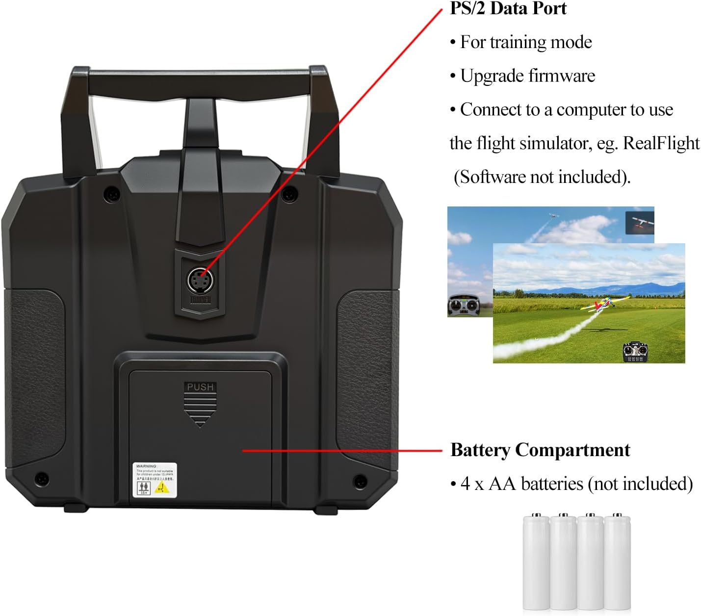 FS-i6X 10 Ch Transmitter, 2.4GHz RC Controller with FS-iA6B Receiver for Drone Multirotor Airplane Helicopter Car