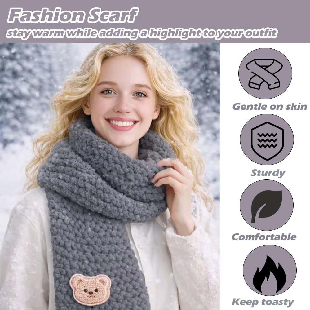 Knitting Loom Kit for Scarf, Easy Knitting Set Including Knitting Needles Set Plush Yarn, Learn to Knit kit with