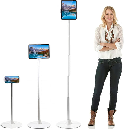 Heavy-Duty iPad Stand Floor 65" Height-Adjustable Tablet Holder