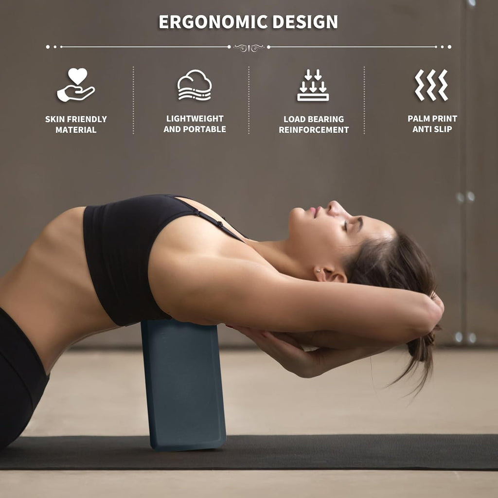 Yoga Blocks 2 Pcs, 9"x6"x3" Yoga Brick Foam Blocks EVA Foam Block Yoga Props Accessories for Yoga Pilates Stretching