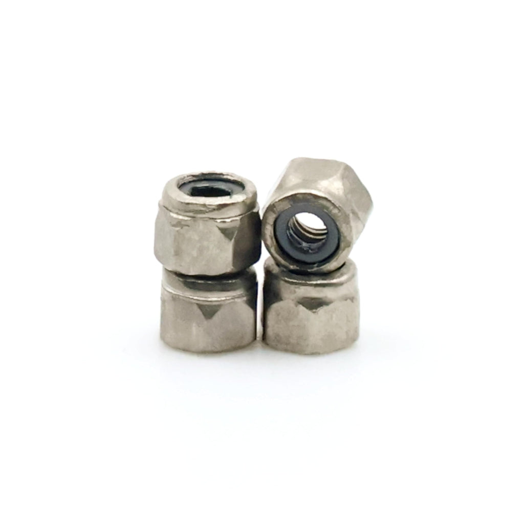 RACOFSB 24 Pcs Fingerboard Locknuts Professional Self Lock Nuts with Nylons Insert (Silver)