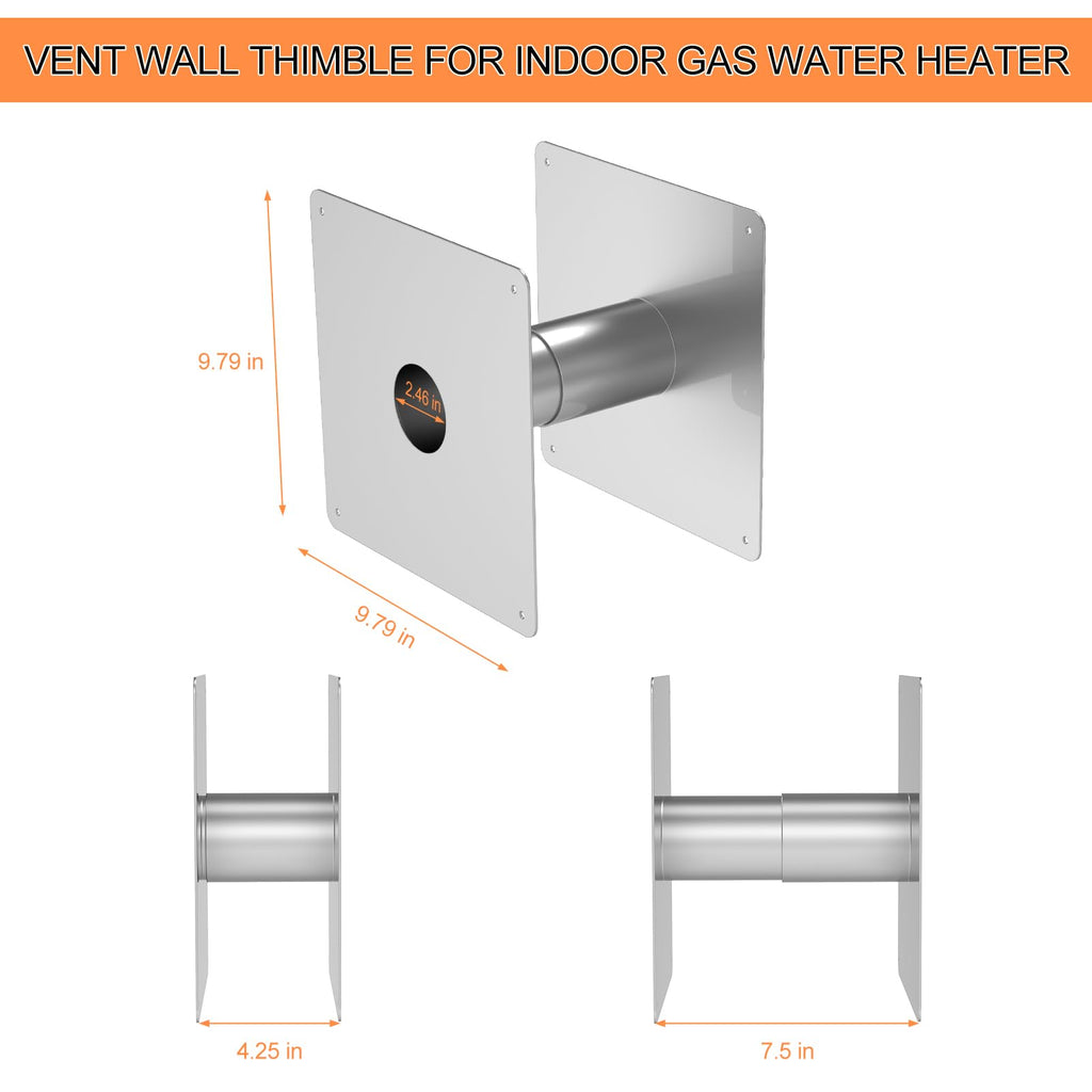 2.36 Inch Retractable Stainless Steel Wall Thimble for Gas Water Heater