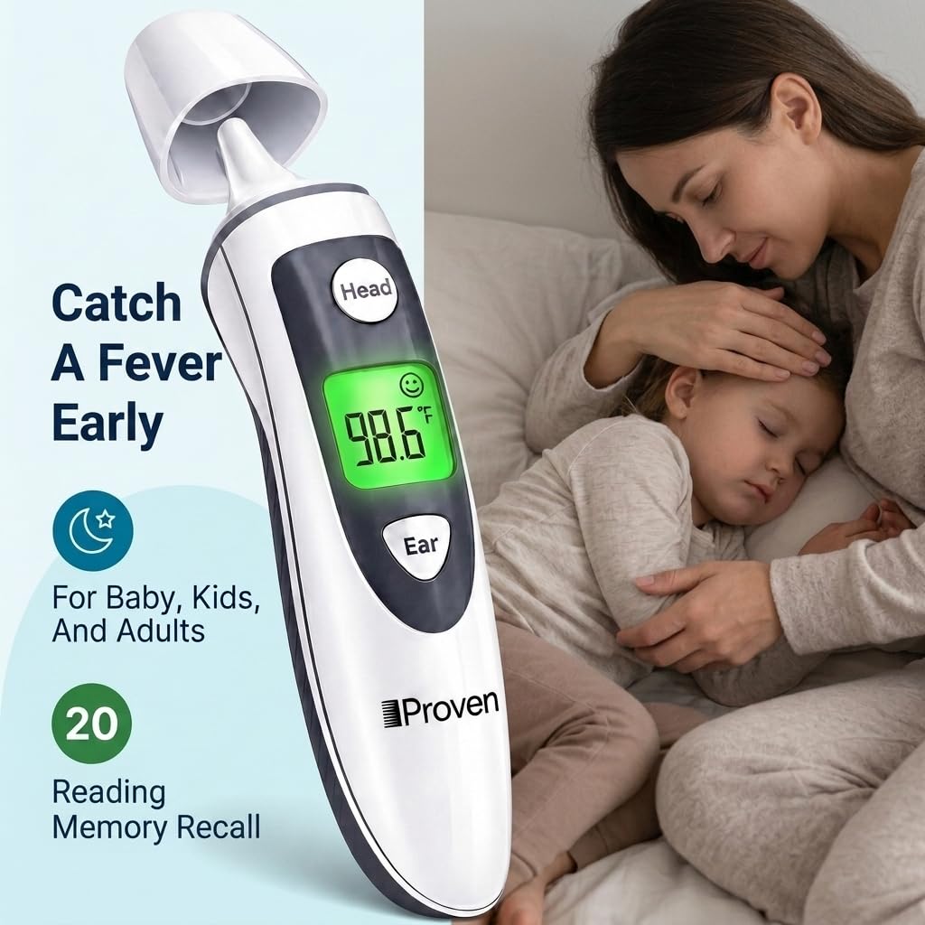 iProven Ear and Forehead Thermometer for Adults Kids and Baby - 2-in-1 Ear and Forehead, 1-Second Readings, Fever