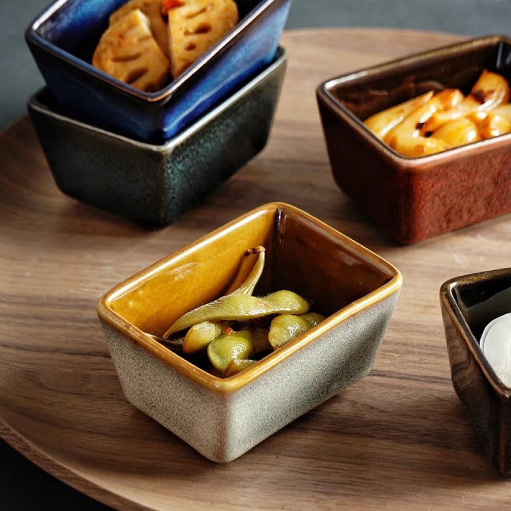 2 Pcs Ceramic Sugar Packet Holder Tea Bag Bowl, 4 Inch-Blue