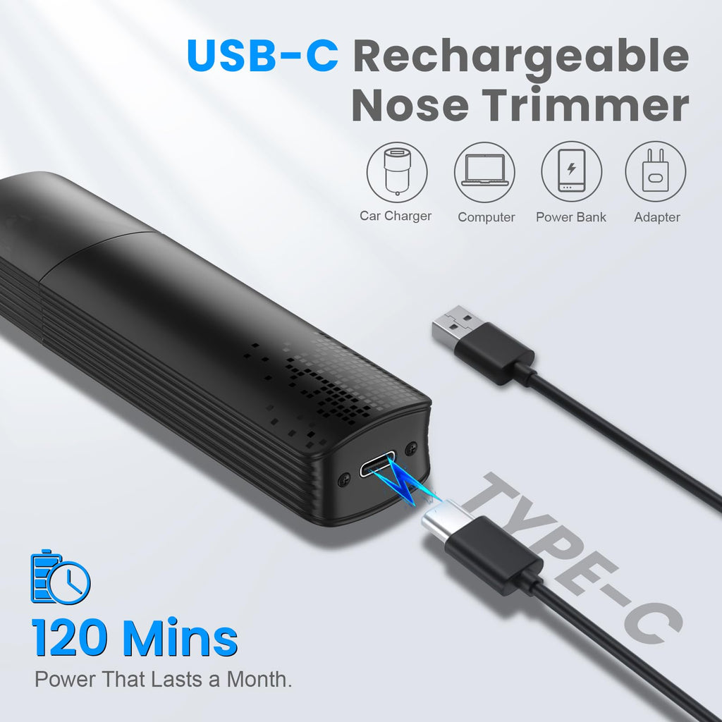 Nose Hair Trimmer for Men: 120 Mins Runtime USB-C Rechargeable