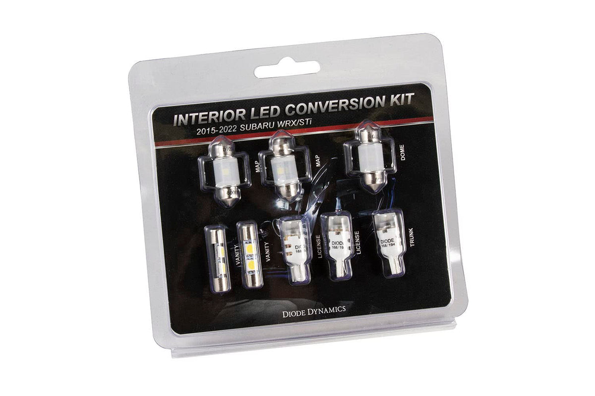 Diode Dynamics Cool White LED interior bulb pack compatible with Subaru WRX STi 2015-2021, Stage 2