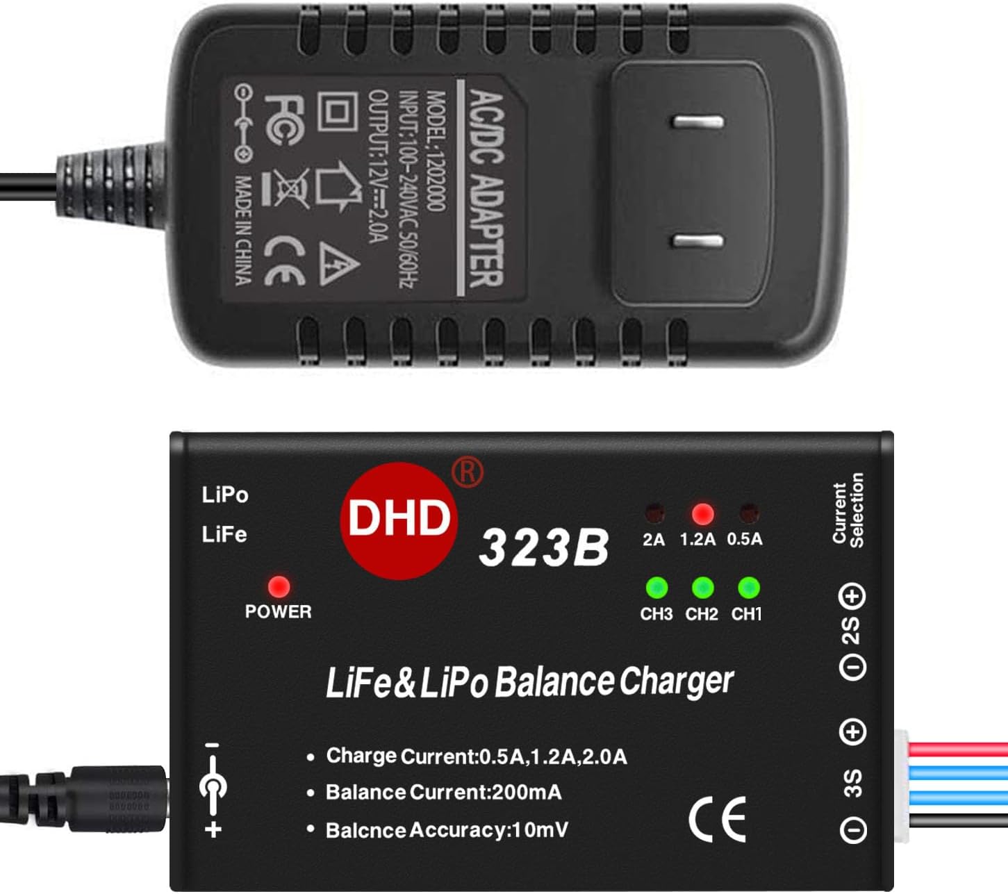 20W 2A 323B RC Battery Balance Charger for 2S 3S 7.4v 11.1v LiPo 6.6V 9.9V Life RC Battery Pack and RC Car Drone