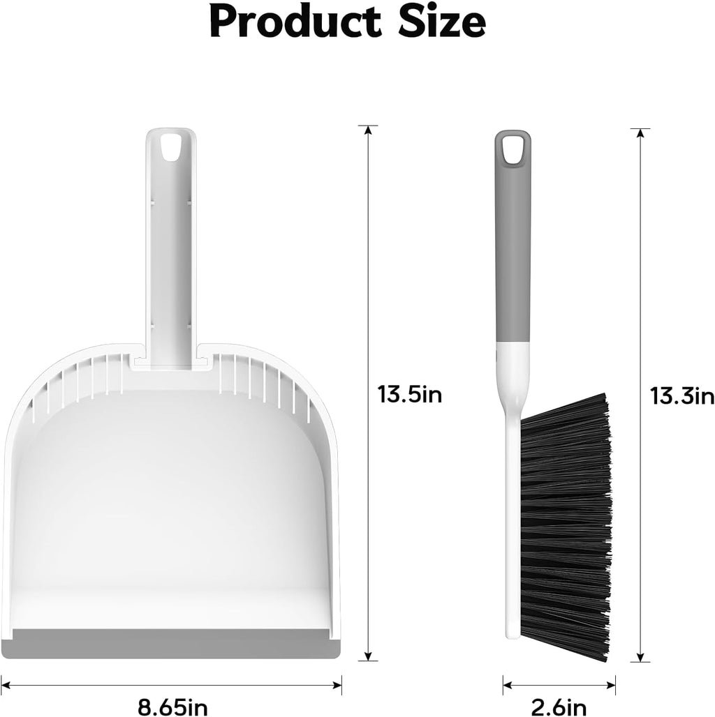 Small Dustpan and Brush Set, Nesting Snap-On Handheld Broom and Dust Pan with Teeth Portable Broom and Dustpan Set
