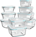 Glass Food Storage Containers with Lids, [18 Piece] Glass Meal Prep Containers Set, Airtight Leak Proof, Oven Freezer