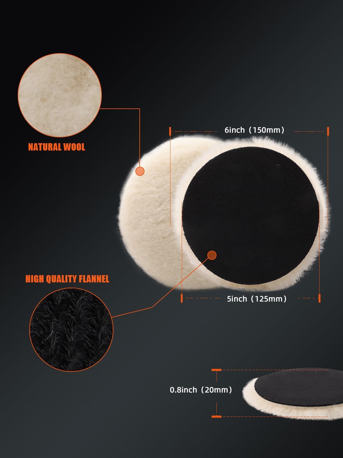 Wool Buffing Polishing Pads, 3Pcs 5 Inch (125mm) Wool Cutting Pad, Wool Compounding Pad, Buffing and Polishing Pads