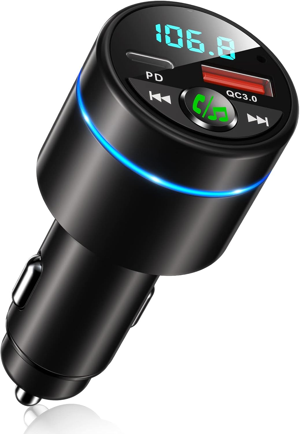 FM Transmitter for Car Bluetooth 5.3, [All-Metal] PD 30W & QC3.0 18W Fast Car Charger, Wireless FM Radio Kit