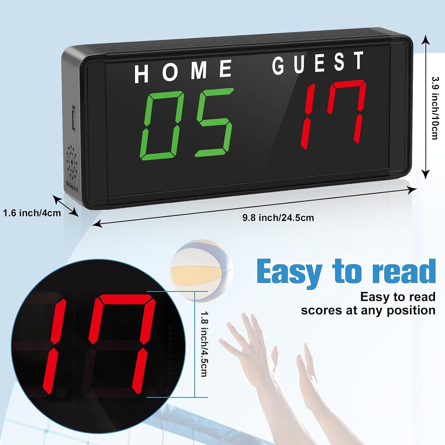 LED Electronic Scoreboard Digital Score Keeper with Remote & Tripod, Basketball Scoreboard with Shot Clock & Timer &