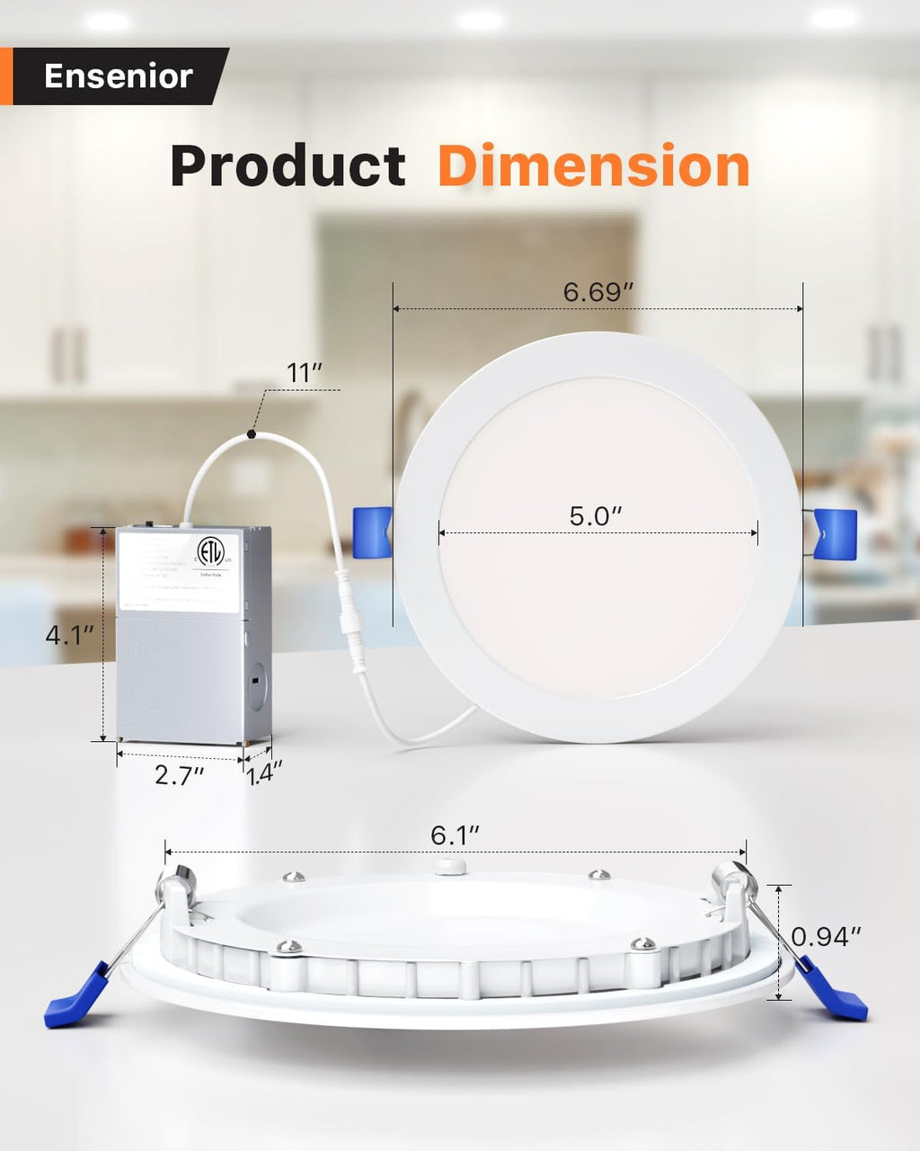 4 Pack 6 Inch LED Recessed Light, 3CCT Dimmable Canless Wafer