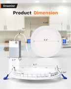 4 Pack 6 Inch LED Recessed Light, 3CCT Dimmable Canless Wafer