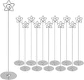 Silver Pentagram Place Card Holders, 12 Pack, 12 Inch Table Number Stands | Metal Table Card & Picture Holders