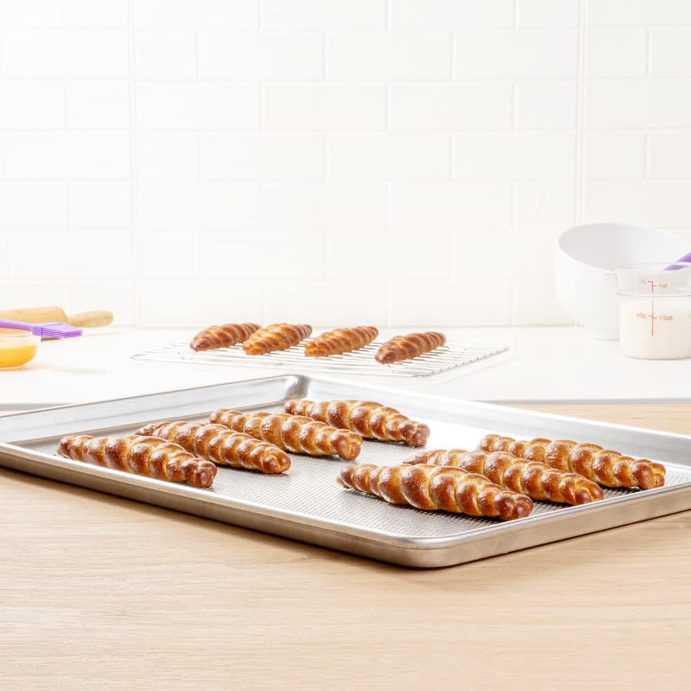 2-Piece Perforated Aluminum Baking Sheet Set - Met Lux Half & Full Size Sheet Pans, Heavy Duty, Even Airflow