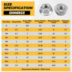 200pk M4-0.7 Flange Nuts, 304 Stainless Serrated Flange Lock Nuts