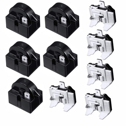 Refrigerator Compressor Relay and Overload Kit 5 Sets,Refrigerator Starters QP2-4R7 4.7 Ohm 1 Pin Refrigerator PTC